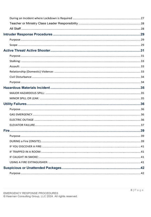 Emergency Response Plan - House of Worship