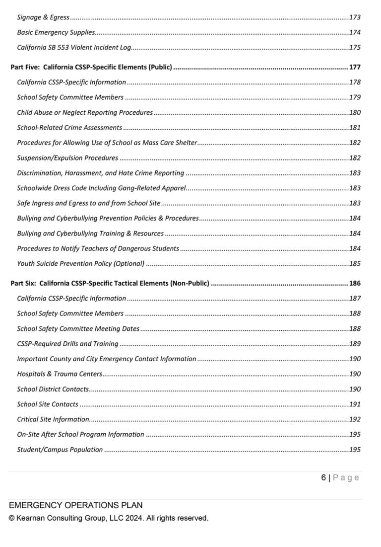 Emergency Operations Plan | School - Kearnan Consulting Group, LLC