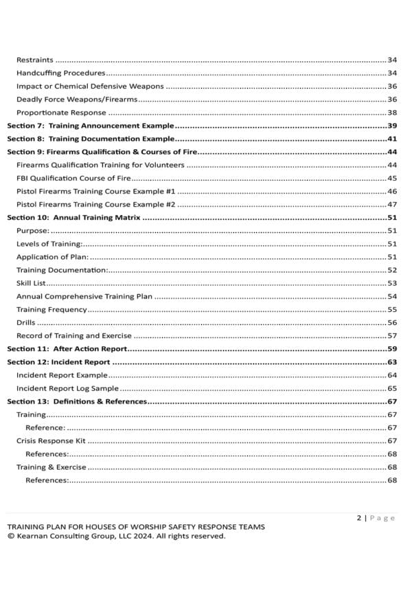 Safety Response Team Training Plan Kearnan Consulting Group - Church safety response plans