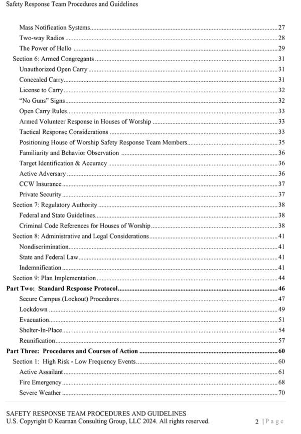 Safety Response Team Procedures and Guidelines for All States / Churches - Kearnan Consulting Group