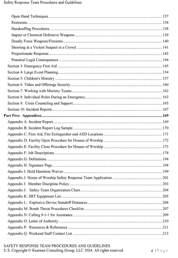 Safety Response Team Procedures and Guidelines for All States / Churches - Kearnan Consulting Group