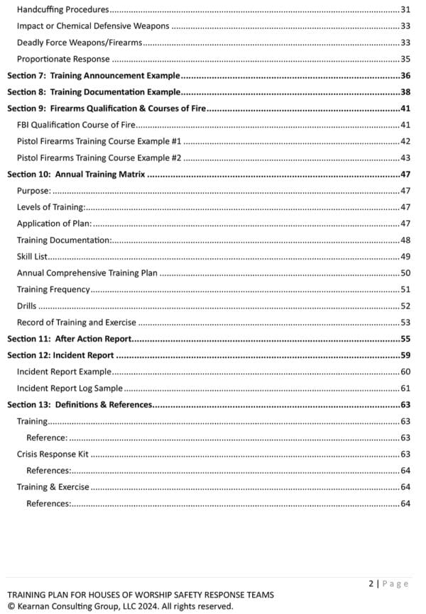 Safety Response Team Training Plan - Kearnan Consulting Group Church Safety