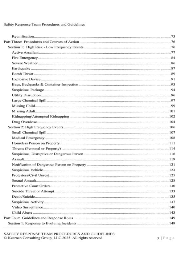 Safety Response Team Procedures and Guidelines for Michigan Churches - Kearnan Consulting Group