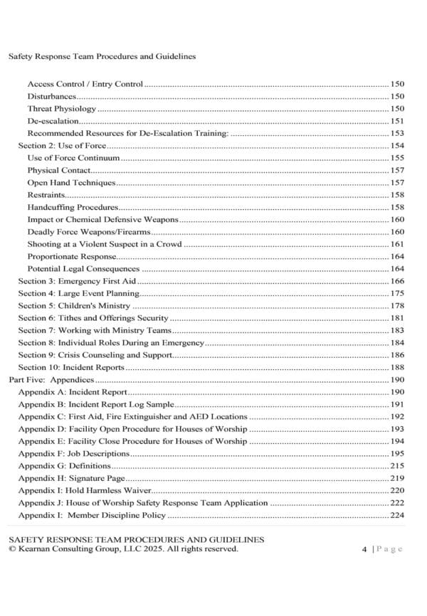 Safety Response Team Procedures and Guidelines for Michigan Churches - Kearnan Consulting Group
