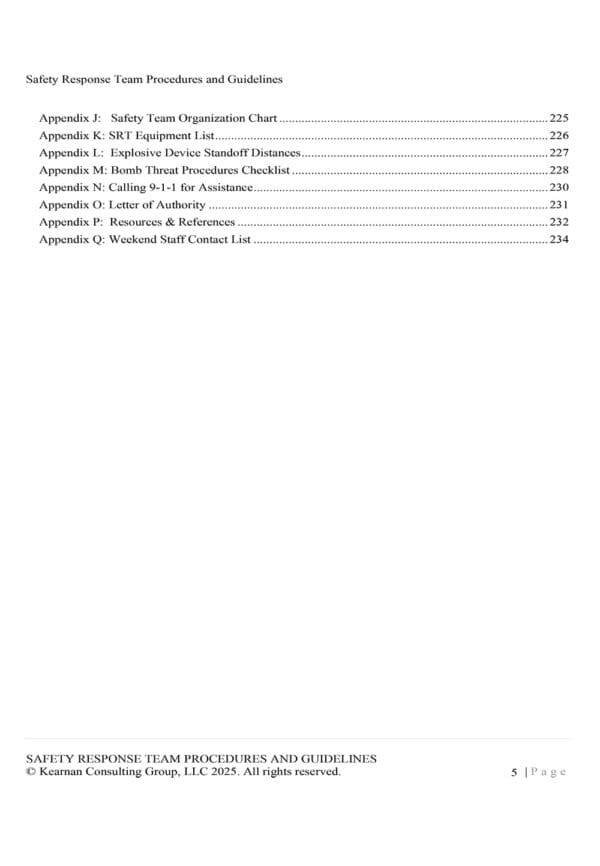 Safety Response Team Procedures and Guidelines for Michigan Churches - Kearnan Consulting Group
