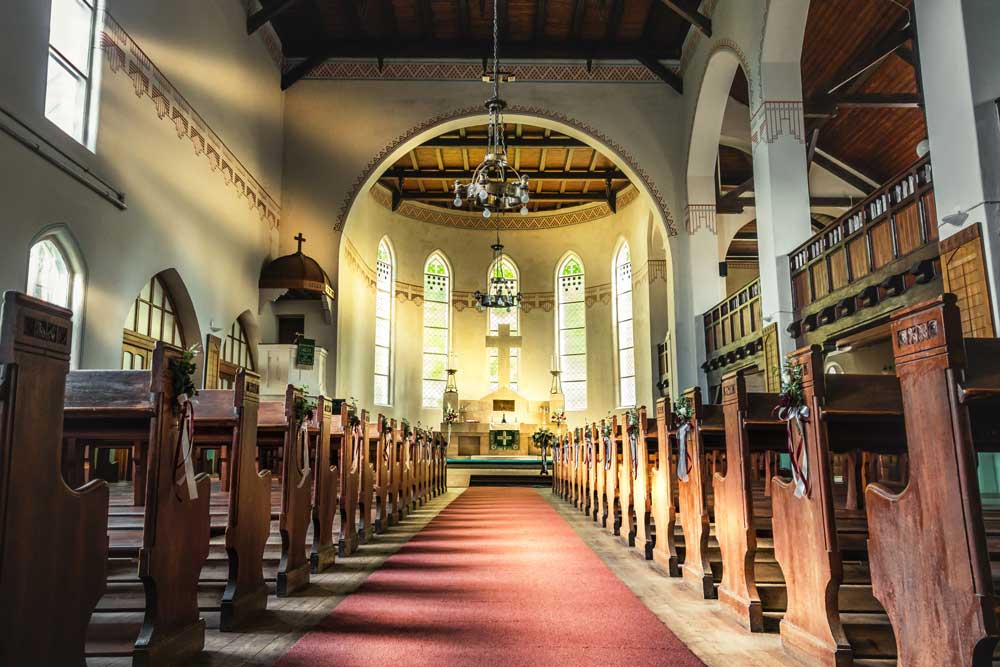 Church aisle and pews